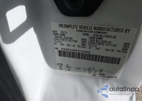 2015 Ford F-250 Xl z USA, uszkodzony, nr VIN 1FDBF2A68FEC83695